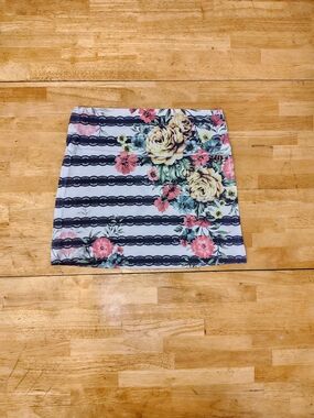 Floral Stripe Mini Skirt